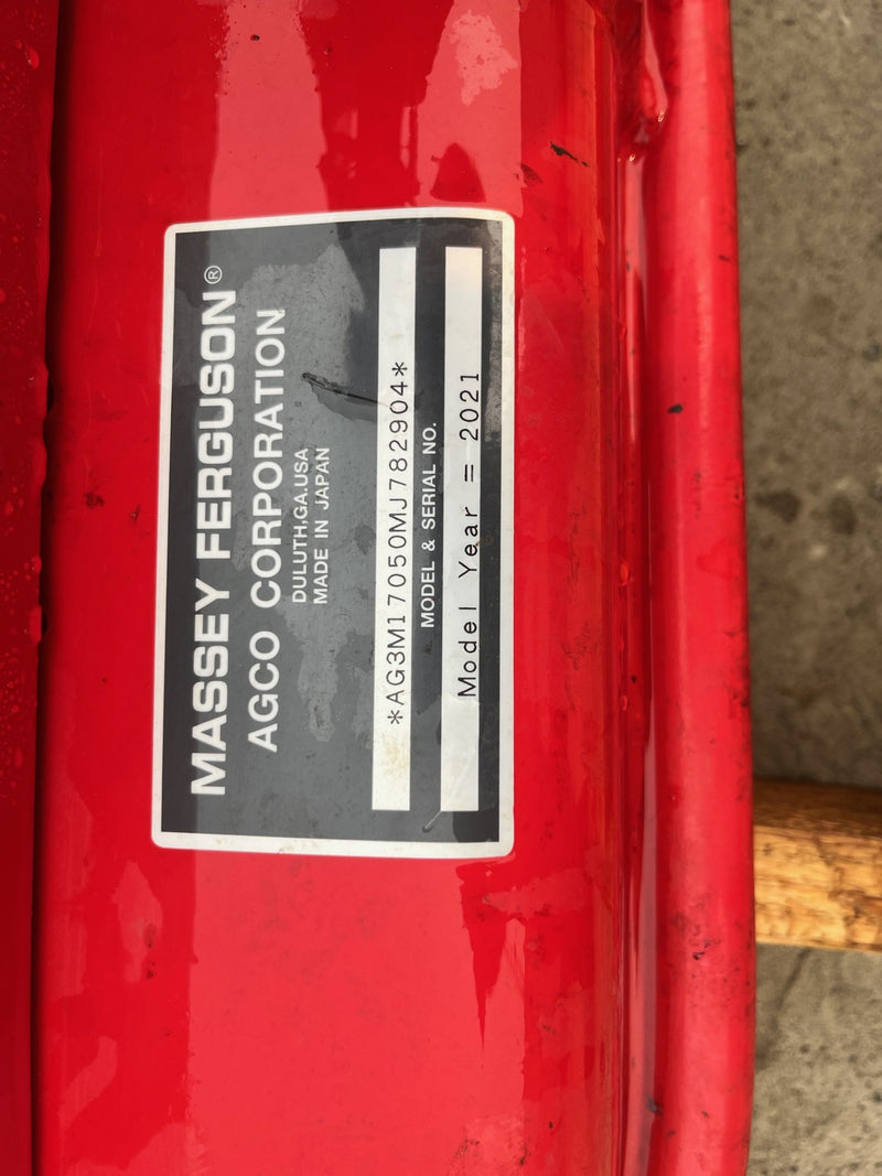 2021 Massey Ferguson 1705  72” under mount mower deck